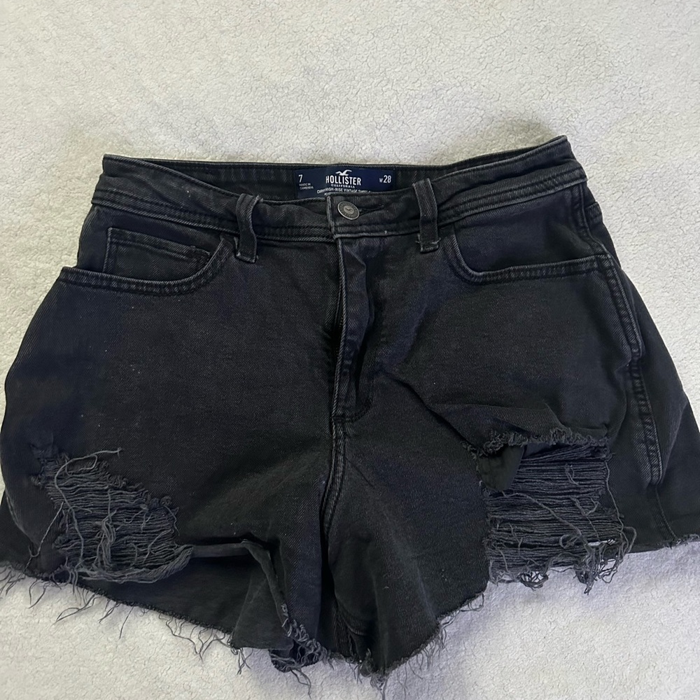 Hollister Women's Black Distressed Shorts